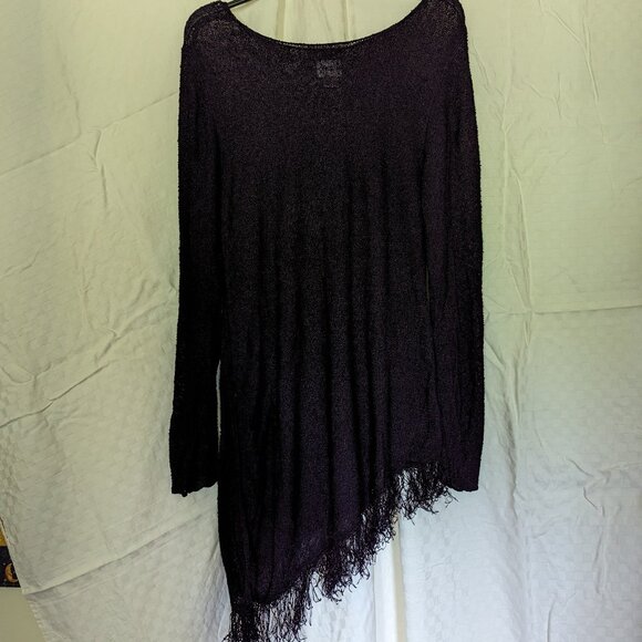 Chicos Purple Tunic Asymmetric Fringe Hem, Size 3 (L or 16) - Picture 2 of 4